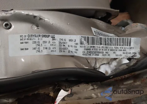 2013 Dodge Grand Caravan Sxt z USA, uszkodzony, nr VIN 2C4RDGCG8DR800490